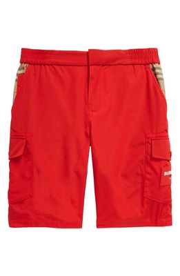 burberry Kids' Hal Cargo Shorts in Bright Red