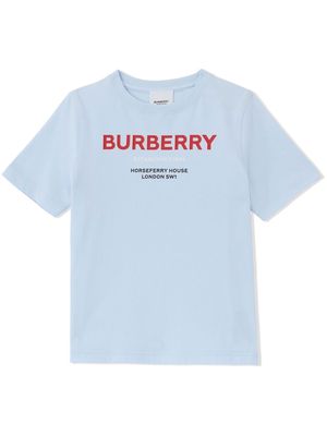 Burberry Kids Horseferry-print cotton T-shirt - Blue