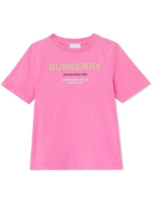Burberry Kids Horseferry-print cotton T-shirt - Pink