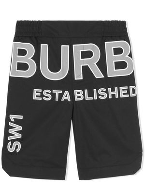 Burberry Kids Horseferry print panelled cotton shorts - Black