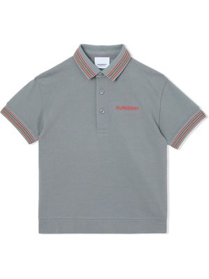 Burberry Kids Icon-Stripe polo shirt - Grey