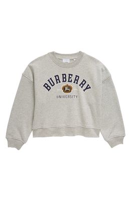 burberry Kids' Isla Varsity Graphic Sweatshirt in Deep Dove Grey Mel