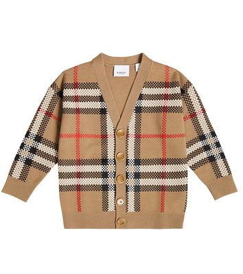 Burberry Kids Johnny checked wool-blend cardigan