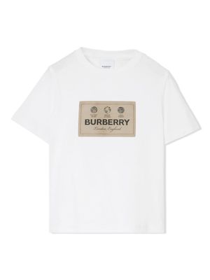 Burberry Kids label-print cotton T-shirt - White