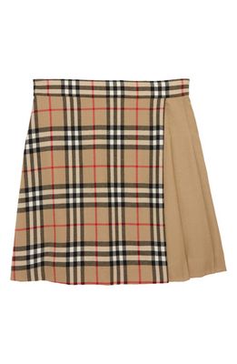 burberry Kids' Lana Archive Check Wool Skirt in Archive Beige Ip Chk