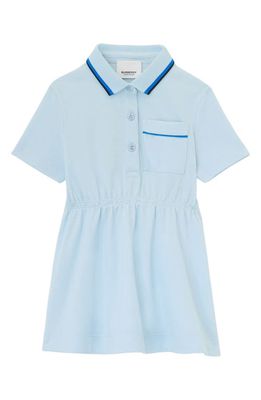 burberry Kids' Langton Logo Appliqué Polo Dress in Pale Blue