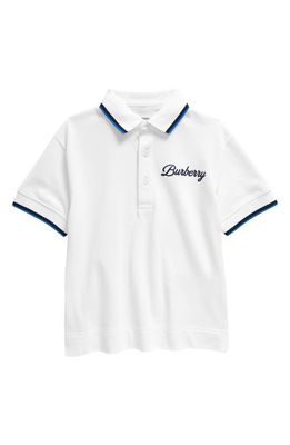 burberry Kids' Langton Logo Cotton Polo in White