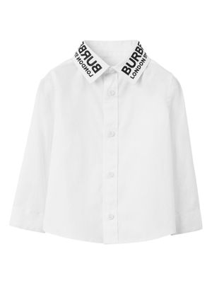 Burberry Kids logo-embroidered cotton shirt - White
