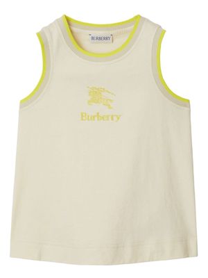 Burberry Kids logo-embroidered cotton vest - Neutrals