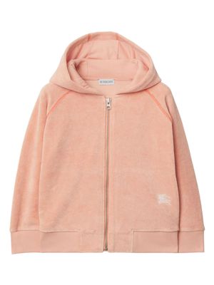 Burberry Kids logo-embroidered terry-cloth hoodie - Pink