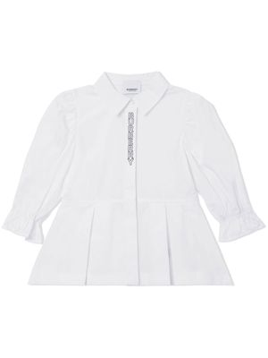 Burberry Kids logo-print peplum shirtdress - White