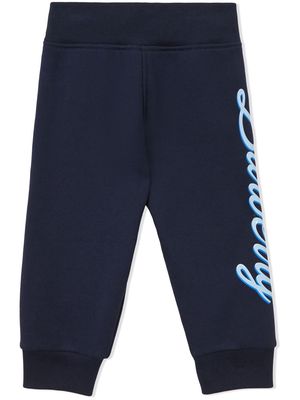 Burberry Kids logo script-print cotton track trousers - Blue