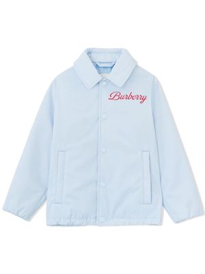 Burberry Kids logo script-print jacket - Blue