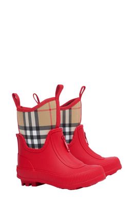 burberry Kids' Mini Flinton Check Waterproof Rain Boot in Bright Red