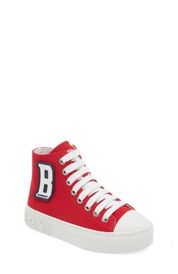 burberry Kids' Mini Jack Zip High-Top Sneaker in Bright Red