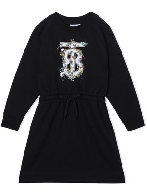 Burberry Kids monogram-motif long-sleeve dress - Black
