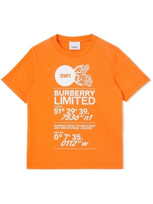 Burberry Kids Montage-print cotton T-shirt - Orange