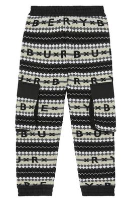 burberry Kids' Niko Wool Joggers in Black/White Ip Pattern