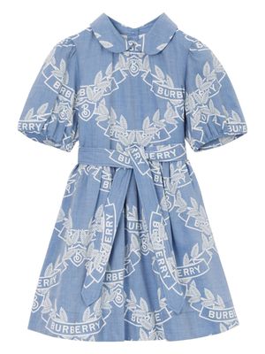 Burberry Kids Oak Leaf Crest cotton dress - Blue