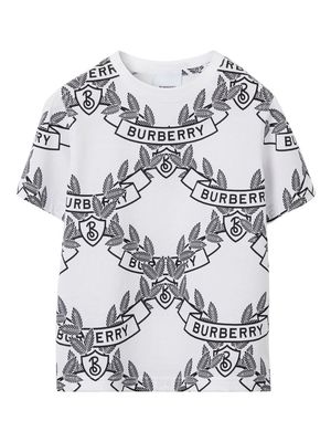 Burberry Kids Oak Leaf Crest cotton T-shirt - White