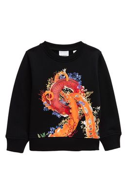 burberry Kids' Octopus Coral Logo Cotton Graphic Sweatshirt in Black