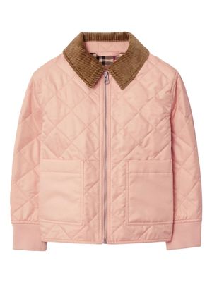 Burberry Kids Otis contrasting-collar quilted jacket - Pink