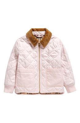 burberry Kids' Otis Quilted Jacket in Frosty Pink
