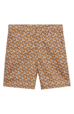 burberry Kids' Rino Monogram Print Cotton Shorts in Bright Orange Ip Ptn