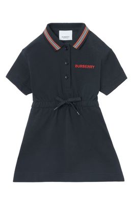 burberry Kids' Sallyanne Embroidered Logo Cotton Polo Dress in Midnight