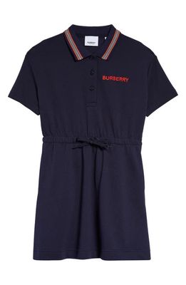 burberry Kids' Sallyanne Embroidered Logo Polo Dress in Midnight