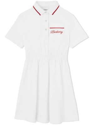 Burberry Kids script logo cotton piqué polo shirt dress - White