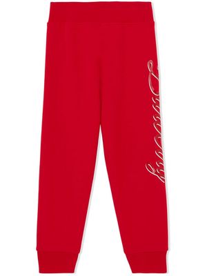 Burberry Kids script logo-print cotton track trousers - Red