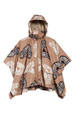burberry Kids' Shiloh Poncho in Archive Beige Ip Pat