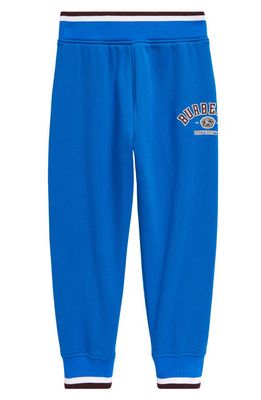 burberry Kids' Sidney College Logo Graphic Joggers in Canvas Blue