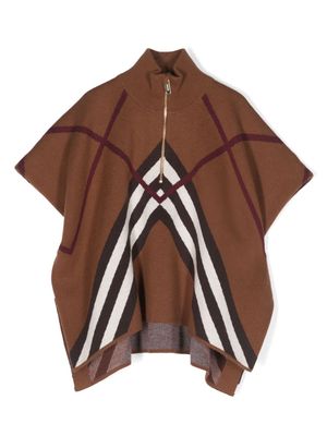 Burberry Kids stripe-print knitted cape - Brown