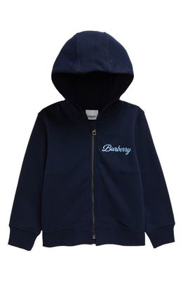 burberry Kids' Sutton Logo Cotton Hoodie in Deep Charcoal Blue
