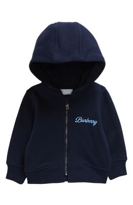 burberry Kids' Sutton Logo Cotton Zip Hoodie in Deep Charcoal Blue