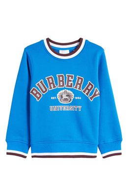 burberry Kids' Tipped College Logo Graphic Sweatshirt in Canvas Blue
