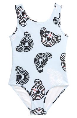 burberry Kids' Tirza Bears One-Piece Swimsuit in Pale Blue Ip Pat
