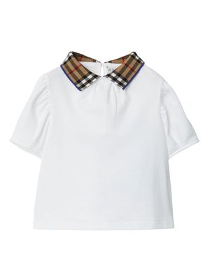 Burberry Kids Vintage check-collar polo shirt - White