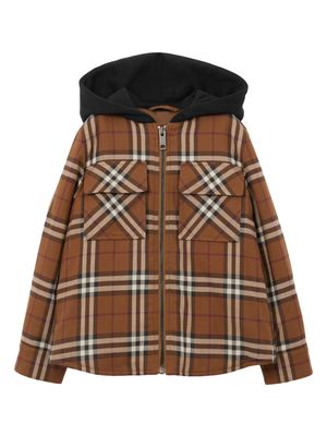Burberry Kids Vintage-check cotton hooded jacket - Brown