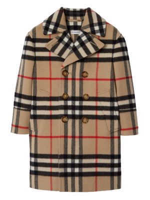 Burberry Kids Vintage-Check double-breasted coat - Brown