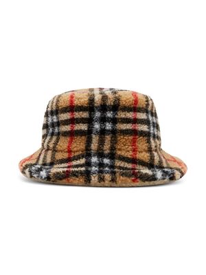 Burberry Kids Vintage Check fleece bucket hat - Neutrals