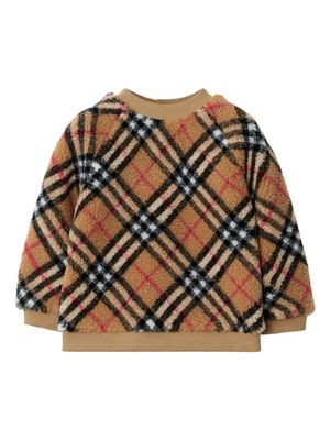 Burberry Kids Vintage Check fleece jumper - Neutrals
