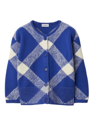 Burberry Kids vintage-check knitted cardigan - Blue