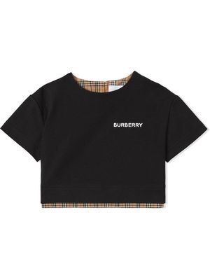 Burberry Kids Vintage Check panel T-shirt - Black
