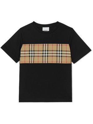 Burberry Kids Vintage Check panelled cotton T-shirt - Black