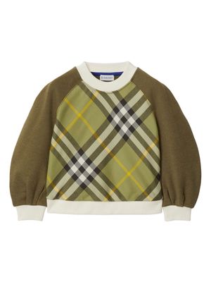 Burberry Kids Vintage check-pattern cotton sweatshirt - Green