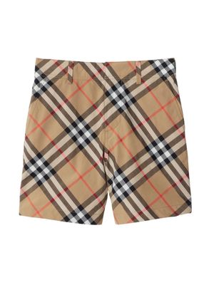 Burberry Kids Vintage-Check print cotton shorts - Neutrals