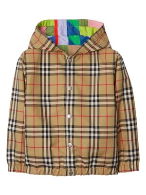 Burberry Kids Vintage Check reversible bomber jacket - Brown